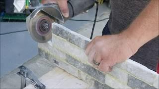 Cutting Stone Ledger Panels using 4" angle grinder (Kitchen Outlets)