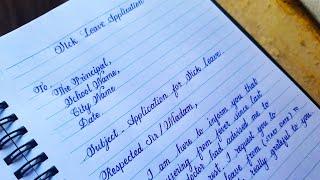 How to write an application to your principal for a sick leave | Cursive Writing