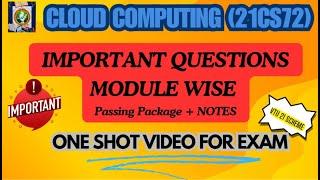 Cloud Computing (21CS72)Most Important Topics-Passing Package+Notes  -ONE SHOT VIDEO FOR EXAM#21cs72