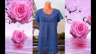 Летняя туника крючком.Часть 3.Подрезы.Summer tunic crocheted.Part 3.Undercuts.