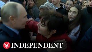 Putin hugged and kissed by elderly supporters during Stavropol visit ahead of election