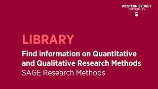 Finding information on Quantitative and Qualitative Research Methods: SAGE Research Methods