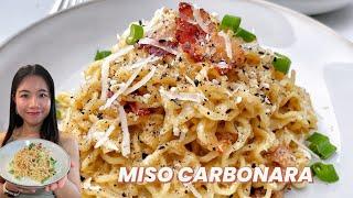 Full of Umami flavor! You need to try this 15 mins Miso Carbonara Noodles  Fusion Food Recipe