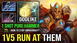 How to 1v5 Offlane Carry Omniknight First Item Khanda 1 Shot Pure Dmg Hammer 160% Crit Dota 2