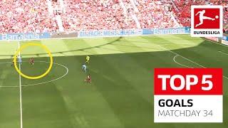 Top 5 Goals • Moukoko, Embolo & More | Matchday 34 - 2021/22