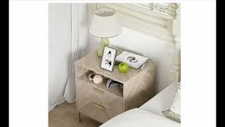 Anmytek Modern Nightstand – 2-Drawer Bedside Table with Storage | Natural Oak Design