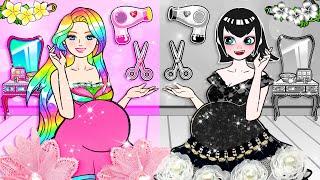 PREGNANTS Mother Black & Pink Need To Makeover - Barbie Makeup Challenge | DIY Arts & Paper Crafts