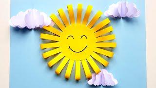Весеннее Солнышко Объемная аппликация из цветной бумаги Весенние поделки Солнце из бумаги Paper Sun