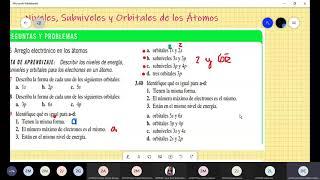 EJERCICIO DE ARREGLO ELECTRÓNICO DE LOS ÁTOMOS NIVELES, SUBNIVELES Y ORBITALES  QUÍMICA I