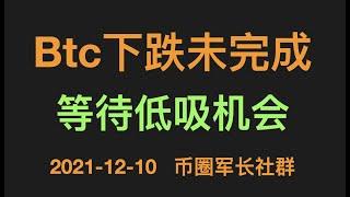 12/10 比特币行情分析：btc下跌还未完成，目前保持观望，等下跌完成后抄底做多。比特币行情 |  btc行情 | 比特币交易 | 比特币分析 | 比特币期货合约 | eth 以太坊行情 | 军长