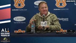 Hugh Freeze speaks with the media after Auburn's A-Day practice April 12.