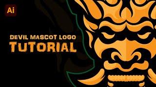 Adobe Illustrator CC 2021 Tutorial: Draw Devil Mascot Logo | Vector Mascot Logo Design |Hiru Designs