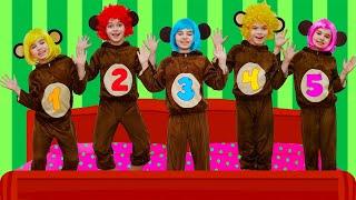 Five Little Monkeys Jumping on the Bed | Nursery Rhymes & Kids Songs - Nick and Poli