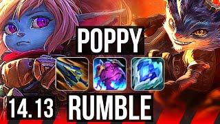 POPPY vs RUMBLE (TOP) | 10/1/5, 7 solo kills, 900+ games, Dominating | BR Grandmaster | 14.13