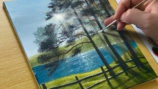 Morning Forest Painting / Acrylic Painting for Beginners