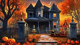 Cozy Autumn Halloween Home Ambience - Spooky Halloween  Soundscape - Falling Leaves - Nature Sounds
