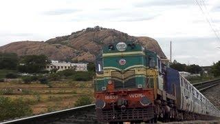 Kudal Express out of Madurai passes scenic Thirupuruangundram with an unscheduled stop (WDM2A 16859)