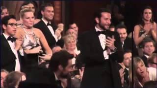 Bradley Cooper and Hugh Jackman's reaction when Jennifer Lawrence falls at Oscar 2013
