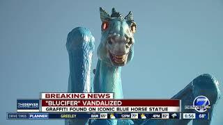 Denver airport confirms 'Blucifer,' large blue horse sculpture by airport, was vandalized