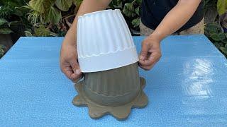 Make a Cement Plant Pot Craft From Plastic Molds || Garden Decoration Ideas