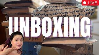 I'm finally back home- let's open all my mail! Live unboxing, book haul & hangout