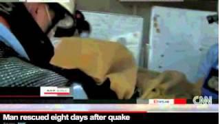 Man rescued eight days after quake