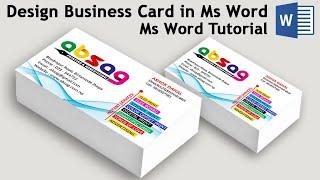 Print & Advertising Business Card Design in Ms Word Tutorial