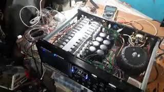 Sakura 735 converted to 5 pairs power amplifier testing with 4 pcs live 1600w speakers