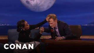 Janelle Monáe Gets Her Hands On Conan's Pompadour | CONAN on TBS