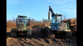 2x Timberjack 1410D • SOUND ON • loud machines • classic Forwarder • Loggingvideo • Durchforstung