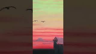 Oil Pastel/ Daily Challenge #185/ Lighthouse Painting #shorts
