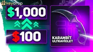 100$'DAN 1000$ KARAMBİT KATLIYORUZ! #2 CS2 KASA AÇILIMI 2024 - keydrop