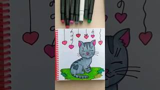 Котик. Рисунок маркерами.