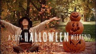 A Spooky Halloween Weekend // pumpkin carving, Halloween decorating, a skeleton cake + autumn walks