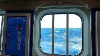 Big Wave Hits Cruise Ship Window