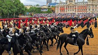 KING'S GUARDS TROOPING THE COLOUR 2024 AT HORSE GUARDS PARADE - SELECTED HIGHLIGHTS