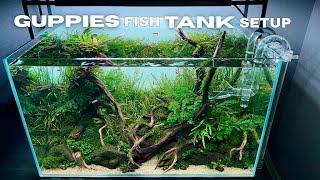 Guppies fish tank setup | Rainforest style aquascape | step-by-step tutorials