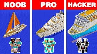 Minecraft NOOB vs PRO vs HACKER: FAMILY YACHT HOUSE BUILD CHALLENGE in Minecraft Animation