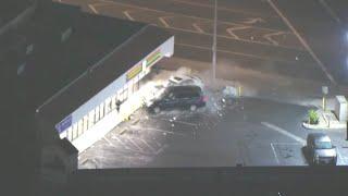 Police chase suspect crash into 7-Eleven in South LA