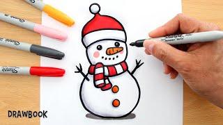 How to draw a CHRISTMAS SNOWMAN easy!