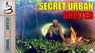 Urban Survival Shelter and Hidden Fire in a Creek Using Only an Axe