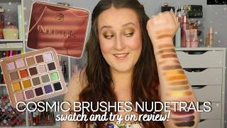 COSMIC BRUSHES NUDETRALS *NEW* EYESHADOW PALETTE SWATCH & TRY ON REVIEW! Makeup Beauty Tutorial