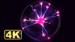 4K Plasma Globe Video Screeensaver with Relaxing Music. Abstract Plasma Ball! Satisfaying Tesla Ball