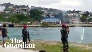 Footage appears to show Indonesian troops firing at demonstrators in West Papua