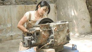 Genius Girl Spent A Week Repairing A 150-Pound Motor Like New!|Linguoer