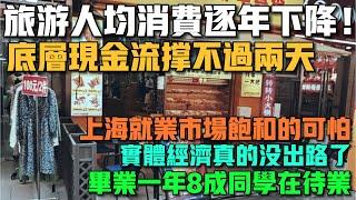 旅遊人均消費逐年下降！底層百姓現金流撐不過兩天！上海就業市場飽和的可怕！實體經濟真的沒出路了！畢業一年8成同學在待業！