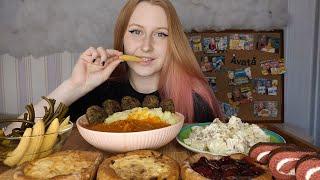 Мукбанг | Пюрешка с котлеткой, салат курица с ананасами | Спорт и Я  | Mukbang