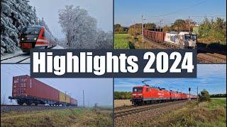 Bahnsichtungen Highlights 2024: Jahresrückblick mit Br. 155, ČD 371, Blue Tiger, Werbeloks  uvm.