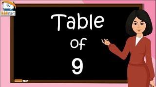 Table of 9, Rhythmic Table of Nine, Learn Multiplication Table of 9 x 1 = 9 | kidstart tv