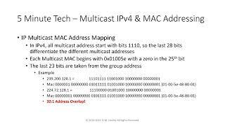 5 Minute NetTech -- Multicast IPv4 Mac Addressing